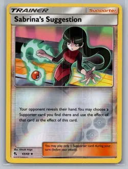 Sabrina's Suggestion 65/68 Uncommon Hidden Fates Pokemon Reverse Holo Near Mint - Image 1
