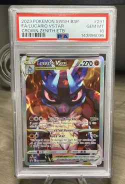 Pokemon 2023 Lucario VSTAR SWSH291 Full Art Crown Zenith ETB Gem Mint PSA 10 - Image 1