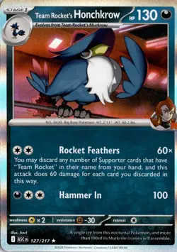 Team Rocket's Honchkrow 127/217 ME: Ascended Heroes Pokemon Card TCG - Image 1