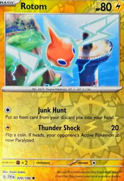 Pokemon TCG SV01: Scarlet & Violet Base Set Rotom 070/198 Reverse Holo - Image 1