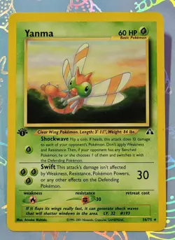Yanma 36/75 Neo Discovery Rare 1st Edition Pokemon Card LP - Image 1