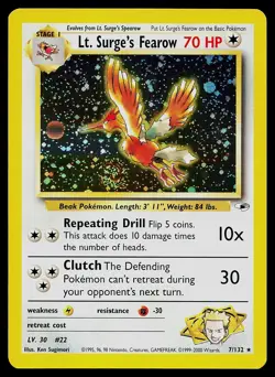 Pokemon Card - Lt. Surge's Fearow Gym Heroes 7/132 Holo Rare SWIRL - Image 1