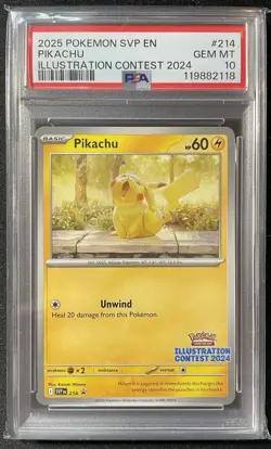 2025 POKEMON SVP EN-SV BLACK STAR PROMO ILLUSTRATION CONTEST 2024 PIKACHU PSA 10 - Image 1