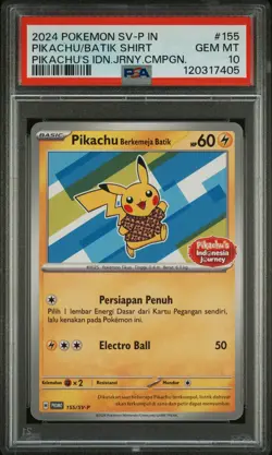2024 POKEMON INDONESIAN SV-P PROMO #155 PIKACHU IN BATIK SHIRT PSA 10 - Image 1