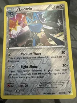 Lucario 63/124 NM Rare Reverse Holo Fates Collide 2016 Pokemon TCG - Image 1