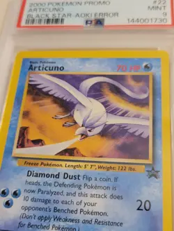 Articuno - Pokemon WOTC Black Star Promo #22 - Aoki Error - Mint PSA 9 - Image 3