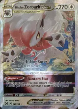 Hisuian Zoroark VSTAR 147/196 Holo VSTAR Rare Lost Origin Pokemon Near Mint - Image 1