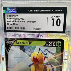 2022 POKEMON ASTRAL RADIANCE - HOLO #001/189 BEEDRILL V CGC 10 GEM MINT - Image 2