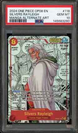 One Piece CCG Silvers Rayleigh Manga Alternate Art OP08-118 PSA 10 Gem Mint - Image 1