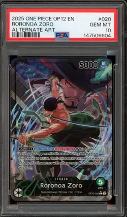 One Piece CCG Roronoa Zoro Alternate Art OP12-020 PSA 10 Gem Mint - Image 1