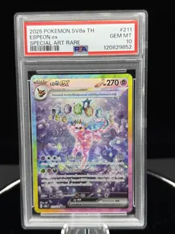 2025 POKEMON PRISMATIC EVOLUTIONS ESPEON EX #155/131 SIR PSA 10 GEM MINT Thai - Image 1
