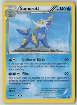 Samurott 32/114 Pokemon TCG Trainer XY - Steam Siege Regular (Light Play) LP 1 - Image 1