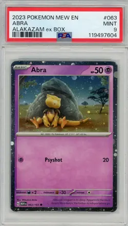 2023 Pokemon Mew EN Promo Abra Alakazam ex Box #063 PSA 9 Mint - Image 1