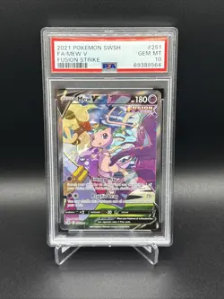 PSA 10 2021 POKEMON SWORD & SHIELD FUSION STRIKE #251 FA/MEW V FUSION STRIKE - Image 1