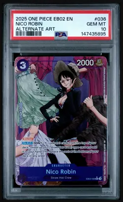 One Piece CCG Nico Robin EB02-036 Anime 25th Alt Art Foil Rare English PSA 10 - Image 1
