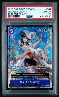 One Piece Ms. All Sunday PSA 10 GEM OP04 064 Alternate Art 2023 ALT ART - Image 1