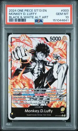One Piece Monkey D Luffy Black & White Alternate Art ST13-003 PSA 10 Gem Mint - Image 1