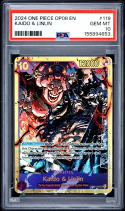 2024 ONE PIECE OP08-TWO LEGENDS #119 KAIDO & LINLIN PSA 10 - Image 1