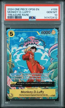 Monkey D. Luffy PSA 10 English One Piece OP07-109 Two Legends Treasure Rare - Image 1