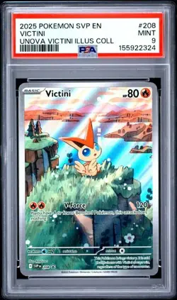 Pokemon 2025 SVP EN-SV Black Star Promo 208 Victini Illustration Rare - PSA 9 - Image 1