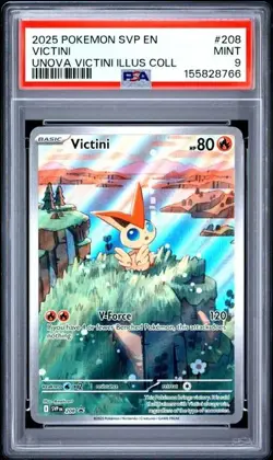 Pokemon 2025 SVP EN-SV Black Star Promo 208 Victini Illustration Rare - PSA 9 - Image 3