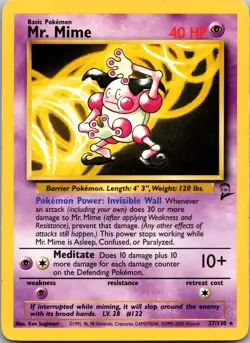 Mr. Mime 27/130 Rare Base Set 2 Pokemon Lightly Played - Image 1