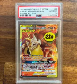 2019 Pokemon Sun & Moon Cosmic Eclipse Charizard & Braixen GX #22 PSA 10 - Image 1
