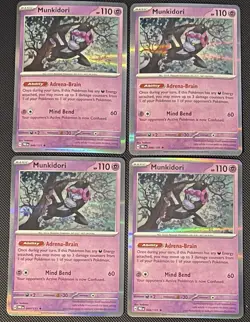 4x Munkidori 044/131 Prismatic Evolutions Holo Pokemon Playset X4 - Image 1