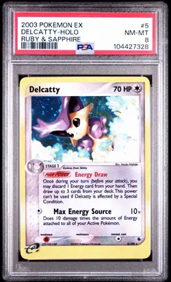 2003 POKEMON EX RUBY & SAPPHIRE #5 DELCATTY-HOLO PSA 8 - Image 1