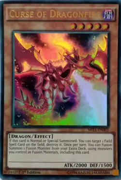 MIL1-EN002 CURSE OF DRAGONFIRE ULTRA RARE 1ST EDITION YuGiOh CARD - Image 1