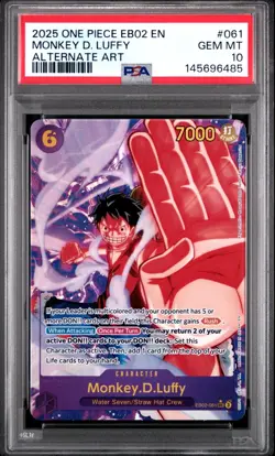 2025 One Piece EB02 EN Monkey D Luffy Alternate Art #061 PSA 10 GEM MINT - Image 1