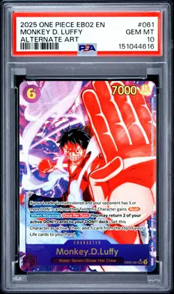One Piece Monkey D Luffy Alternate Art EB02-061 PSA 10 Gem Mint - Image 1