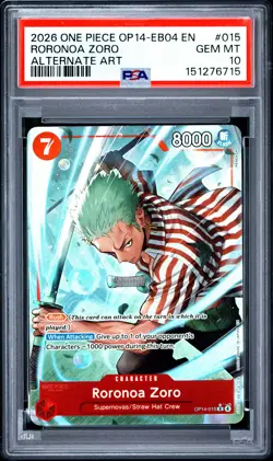 Roronoa Zoro 015 Alternate Art One Piece PSA 10 - Image 1