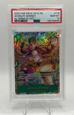 2025 One Piece Jewelry Bonney OP12-118 SEC Alt Art Secret Rare - PSA 10 Gem Mint - Image 1