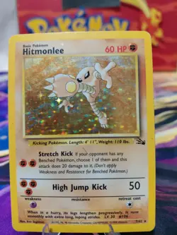 Pokemon TCG Hitmonlee Fossil Holo Card 7/62 Unlimited Rare HP/MP Vintage WOTC - Image 1