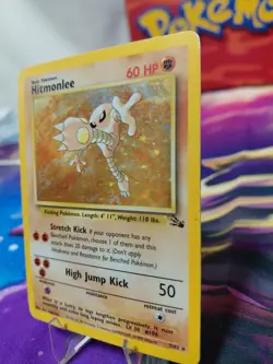 Pokemon TCG Hitmonlee Fossil Holo Card 7/62 Unlimited Rare HP/MP Vintage WOTC - Image 2