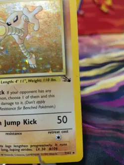 Pokemon TCG Hitmonlee Fossil Holo Card 7/62 Unlimited Rare HP/MP Vintage WOTC - Image 5