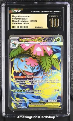 Pokemon TCG Mega Evolution Venusaur EX Full Art Card 155/132 PRISTINE CGC 10 - Image 1
