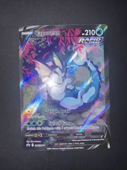 Pokemon Vaporeon V Full Art Promo Rapid Strike Holo SWSH181 210 HP Card - Image 2