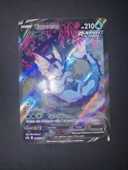 Pokemon Vaporeon V Full Art Promo Rapid Strike Holo SWSH181 210 HP Card - Image 3