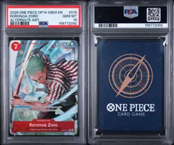 Bandai One Piece Card Game Roronoa Zoro OP14-015 Alt Art Foil Rare PSA 10 - Image 3