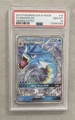 2019 POKEMON SUN & MOON HIDDEN FATES #16 GYARADOS GX PSA 10 New Cert - Image 1