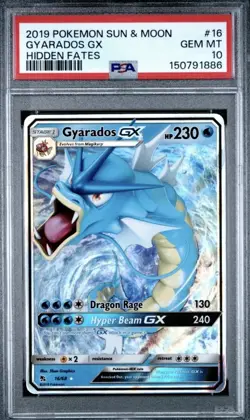 2019 POKEMON SUN & MOON HIDDEN FATES #16 GYARADOS GX PSA 10 New Cert - Image 3
