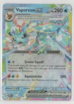Vaporeon ex 023/131 Pokemon TCG Prismatic Evolutions Double Rare NM/MINT - Image 1