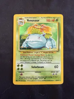 Pokemon TCG Venusaur 15/102 Base Set Unlimited Holo Rare MP - Image 1
