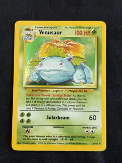 Pokemon TCG Venusaur 15/102 Base Set Unlimited Holo Rare MP - Image 2