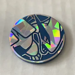 Pokemon Card silver and blue lugia shatter cracked ice blue backed coin - Image 1