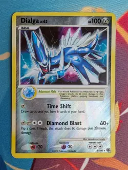 Dialga 4/100 Pokemon TCG - Reverse Holo Majestic Dawn - **Holo Peeling**HP/DMG - Image 1