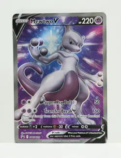 Pokemon Mewtwo V SWSH229 Sword & Shield Pokemon Go ETB Promo - Full Art Holo NM - Image 1