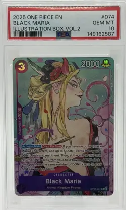 2025 ONE PIECE PROMOS ILLUSTRATION BOX VOL.2 #074 BLACK MARIA PSA 10 OP08-074 - Image 1